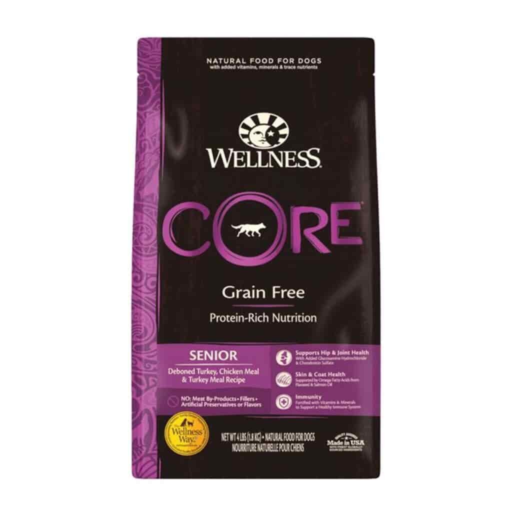 Choosing the right Senior Dog food 1 Wellness Core Grain Free Senior Formula Deboned Turkey, Chicken Meal & Turkey Meal Dry Dog Food